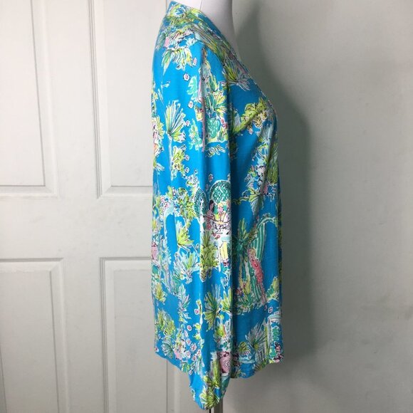 Lilly Pulitzer 24965 Mandy V Neck Jungle Toile Glam Tunic Shirt Size Medium - Picture 10 of 16